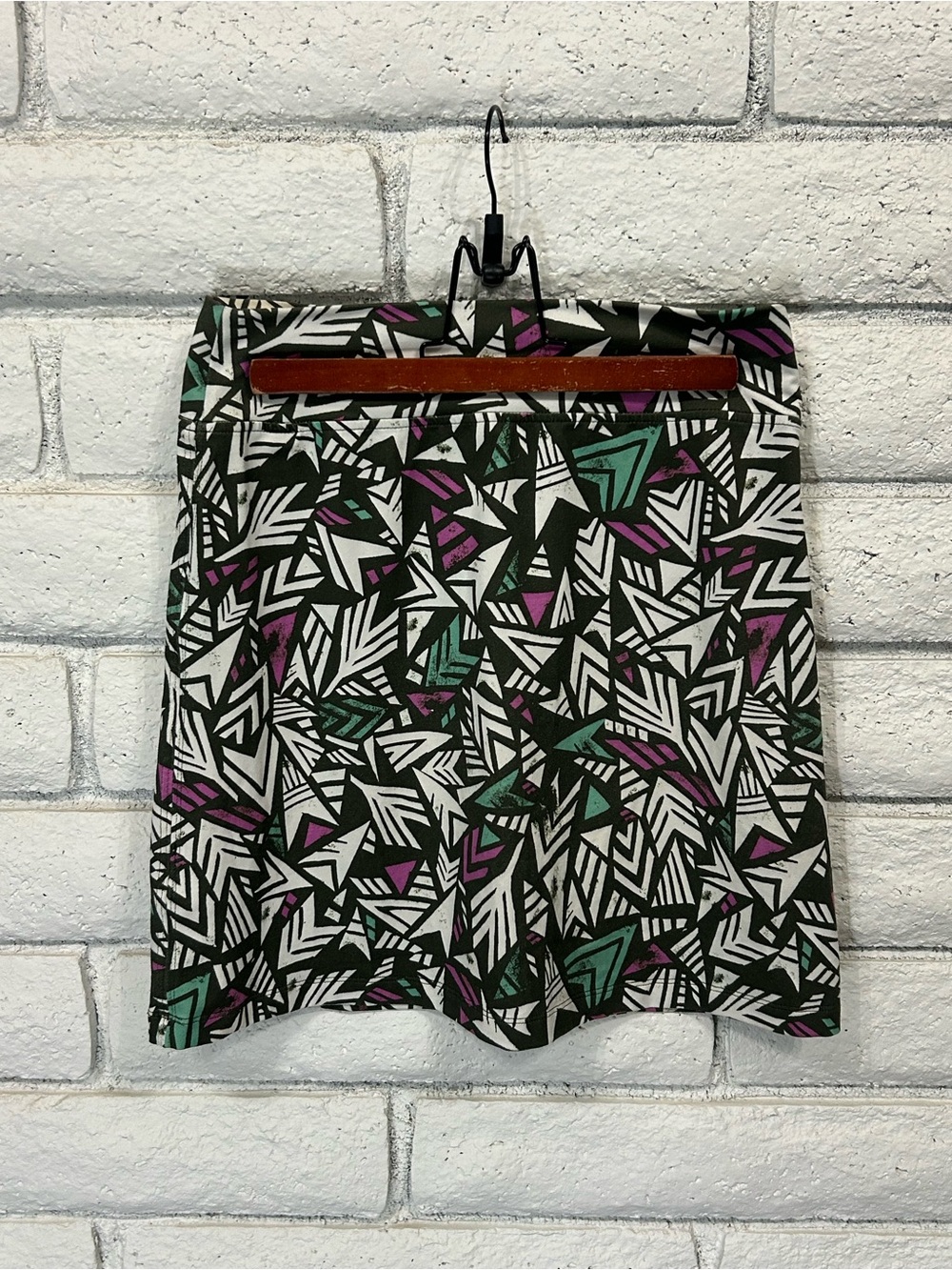 Patagonia Geometric Print Mini Skirt XS Black White Teal Purple
